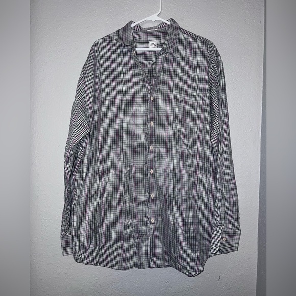 Peter Millar Gray Plaid Long Sleeve Button Down Shirt - Picture 1 of 6